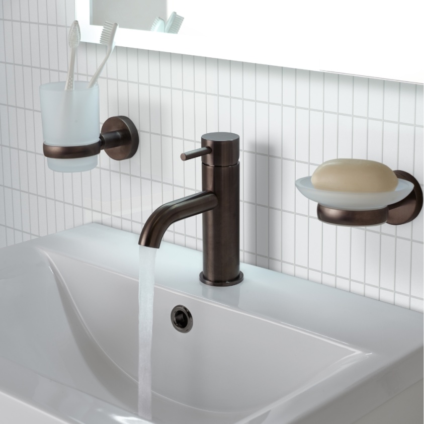 Product Lifestyle image of the JTP Vos Brushed Black Single Lever Basin Mixer